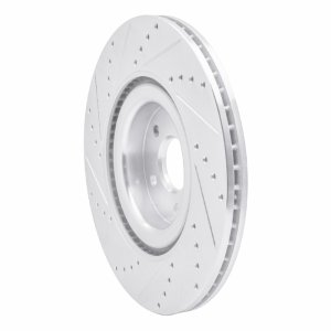 Ford Focus Brake Rotor (1) - Front Right - R1 Concepts - Drilled & Slotted - Silver - `16-`18